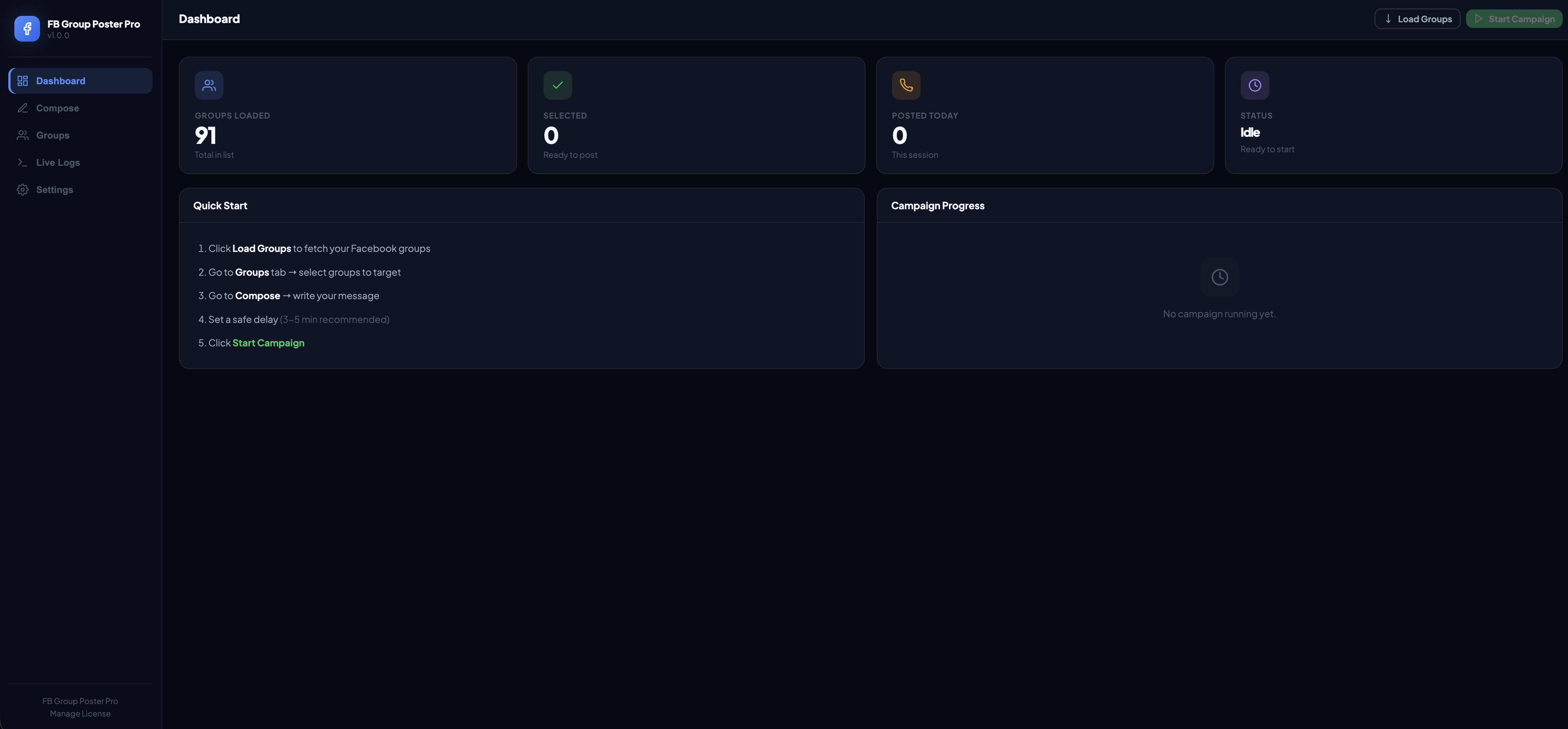 Dashboard view
